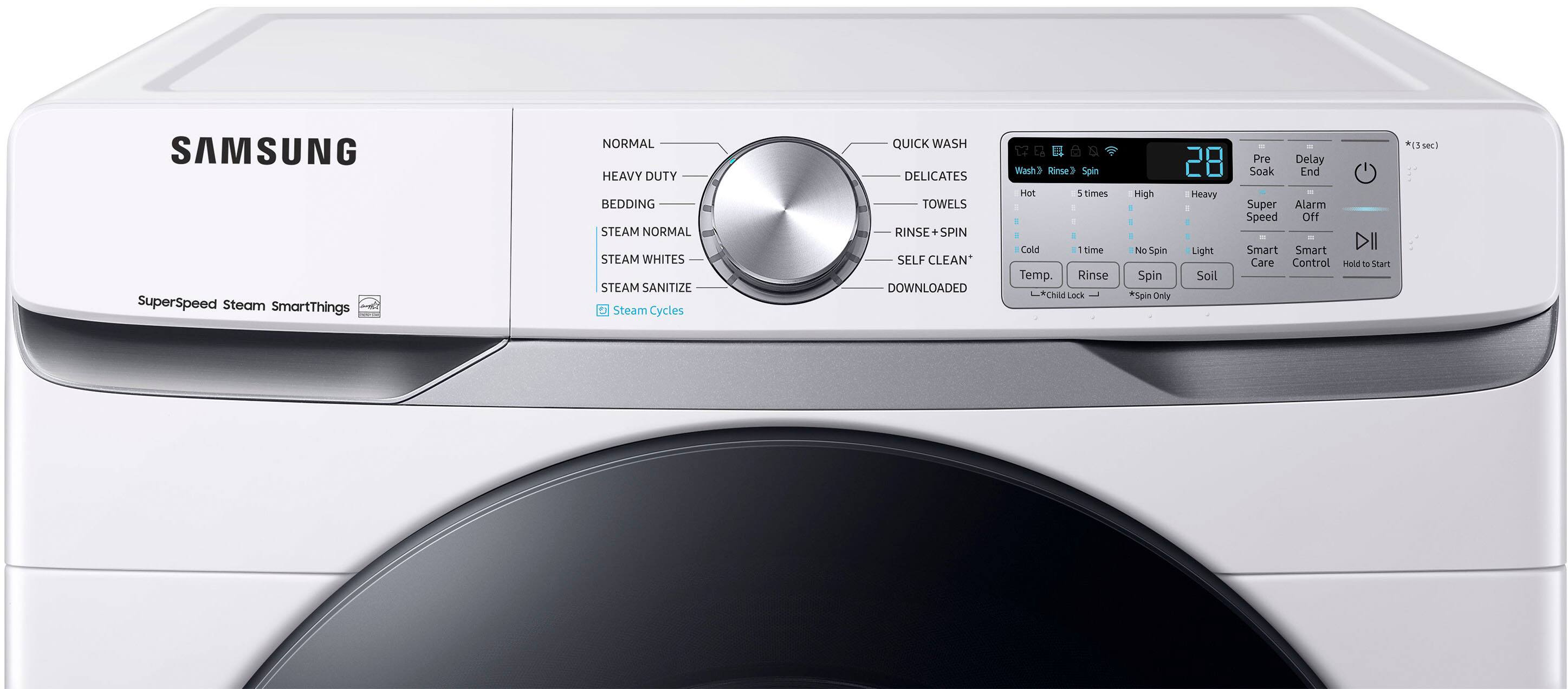 Alt View 11. Samsung - 4.5 Cu. Ft. High-Efficiency Stackable Smart Front Load Washer with Steam and Super Speed Wash - White.