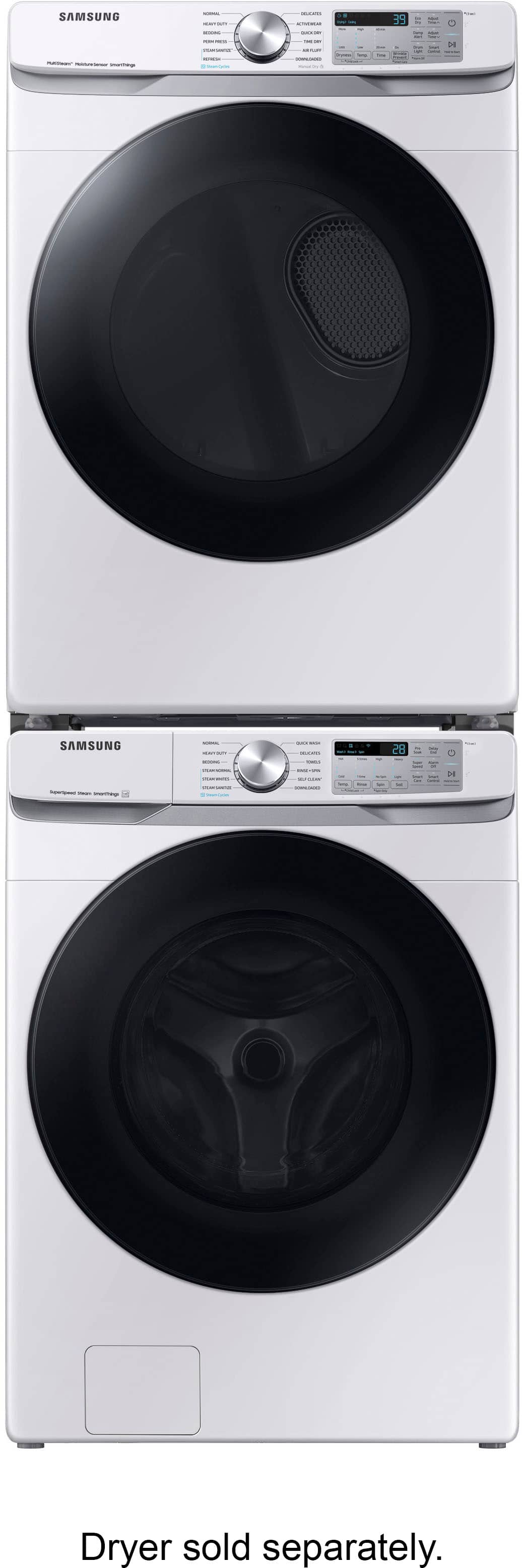 Alt View 14. Samsung - 4.5 Cu. Ft. High-Efficiency Stackable Smart Front Load Washer with Steam and Super Speed Wash - White.