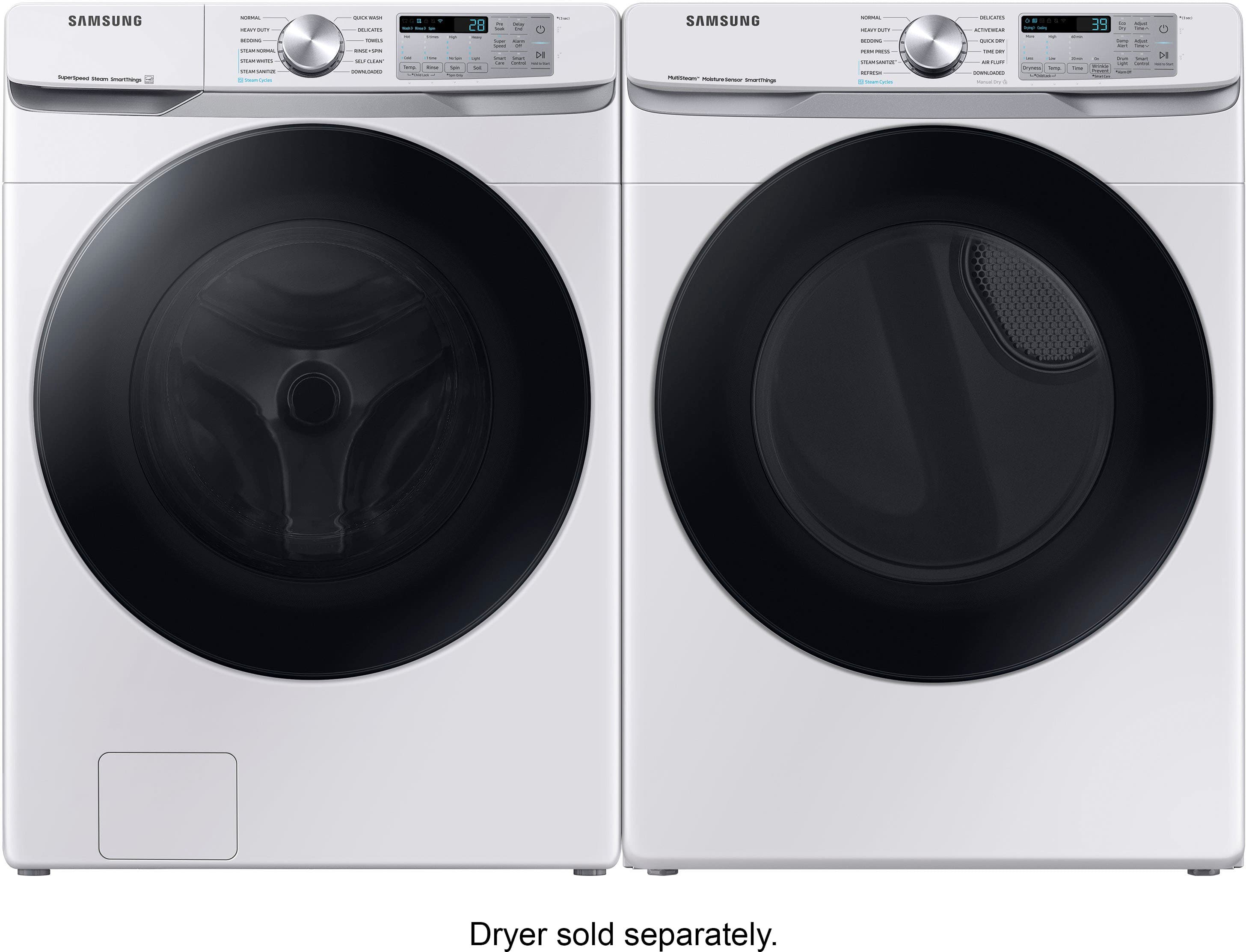 Alt View 15. Samsung - 4.5 Cu. Ft. High-Efficiency Stackable Smart Front Load Washer with Steam and Super Speed Wash - White.