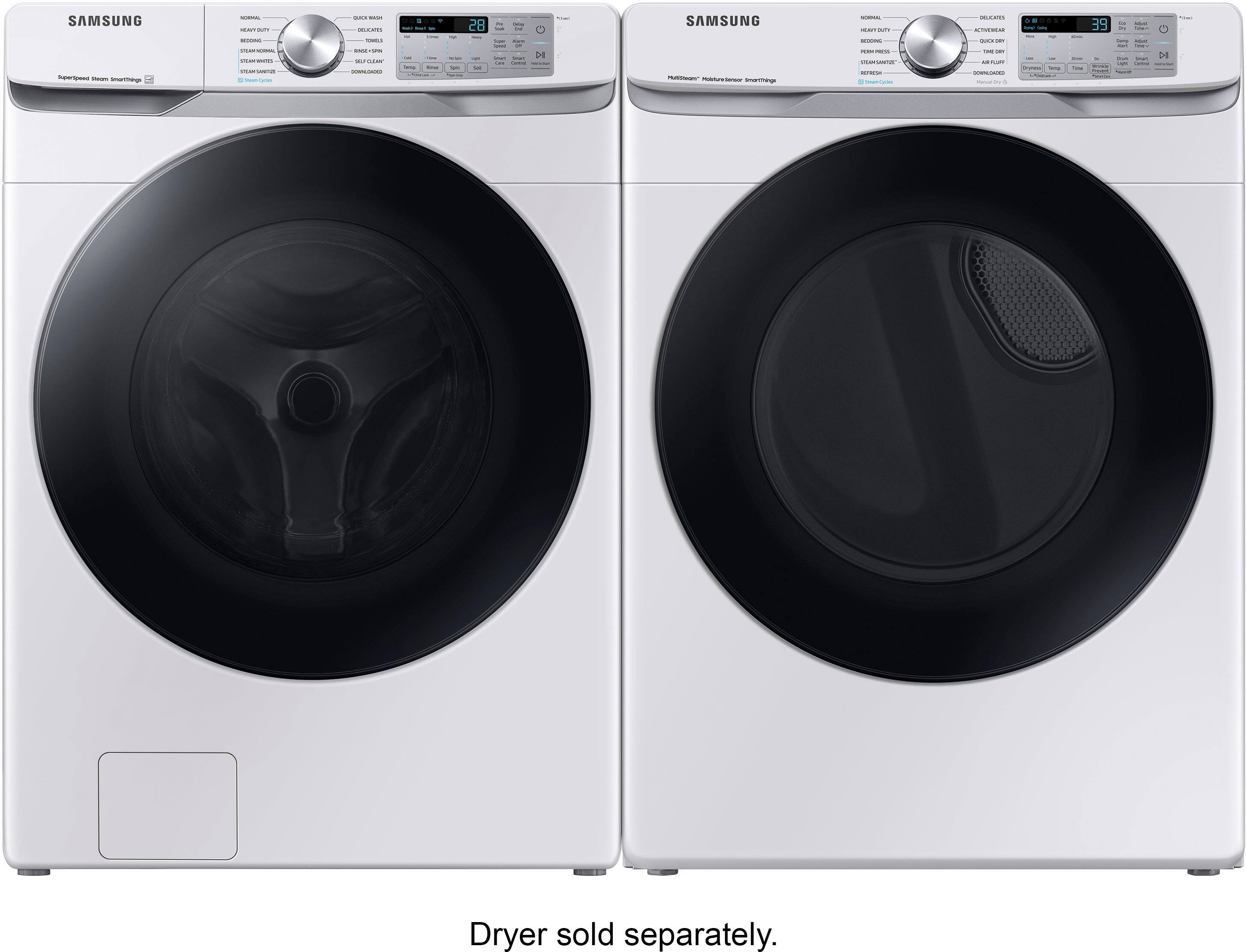 Alt View 15. Samsung - 4.5 Cu. Ft. High-Efficiency Stackable Smart Front Load Washer with Steam and Super Speed Wash - White.