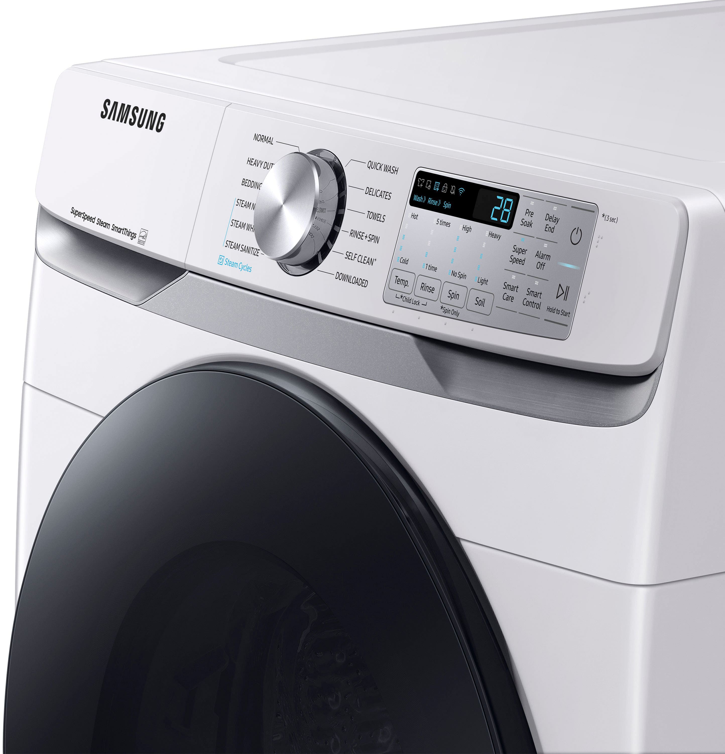 Alt View 18. Samsung - 4.5 Cu. Ft. High-Efficiency Stackable Smart Front Load Washer with Steam and Super Speed Wash - White.