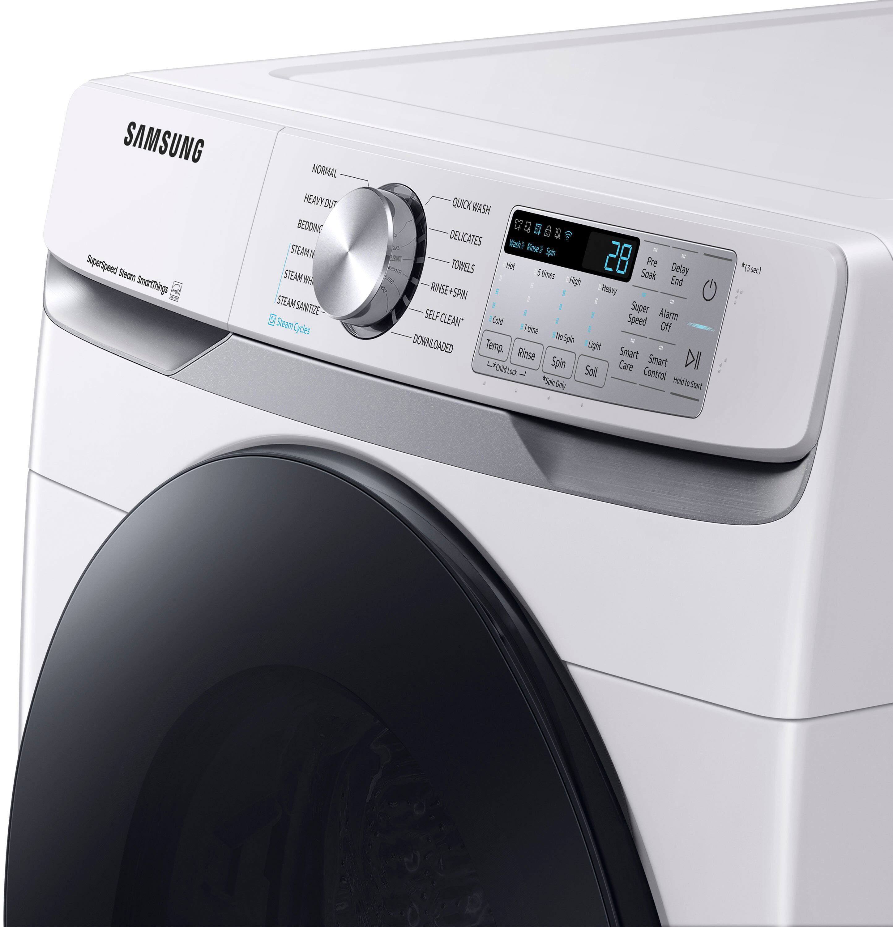 Alt View 18. Samsung - 4.5 Cu. Ft. High-Efficiency Stackable Smart Front Load Washer with Steam and Super Speed Wash - White.