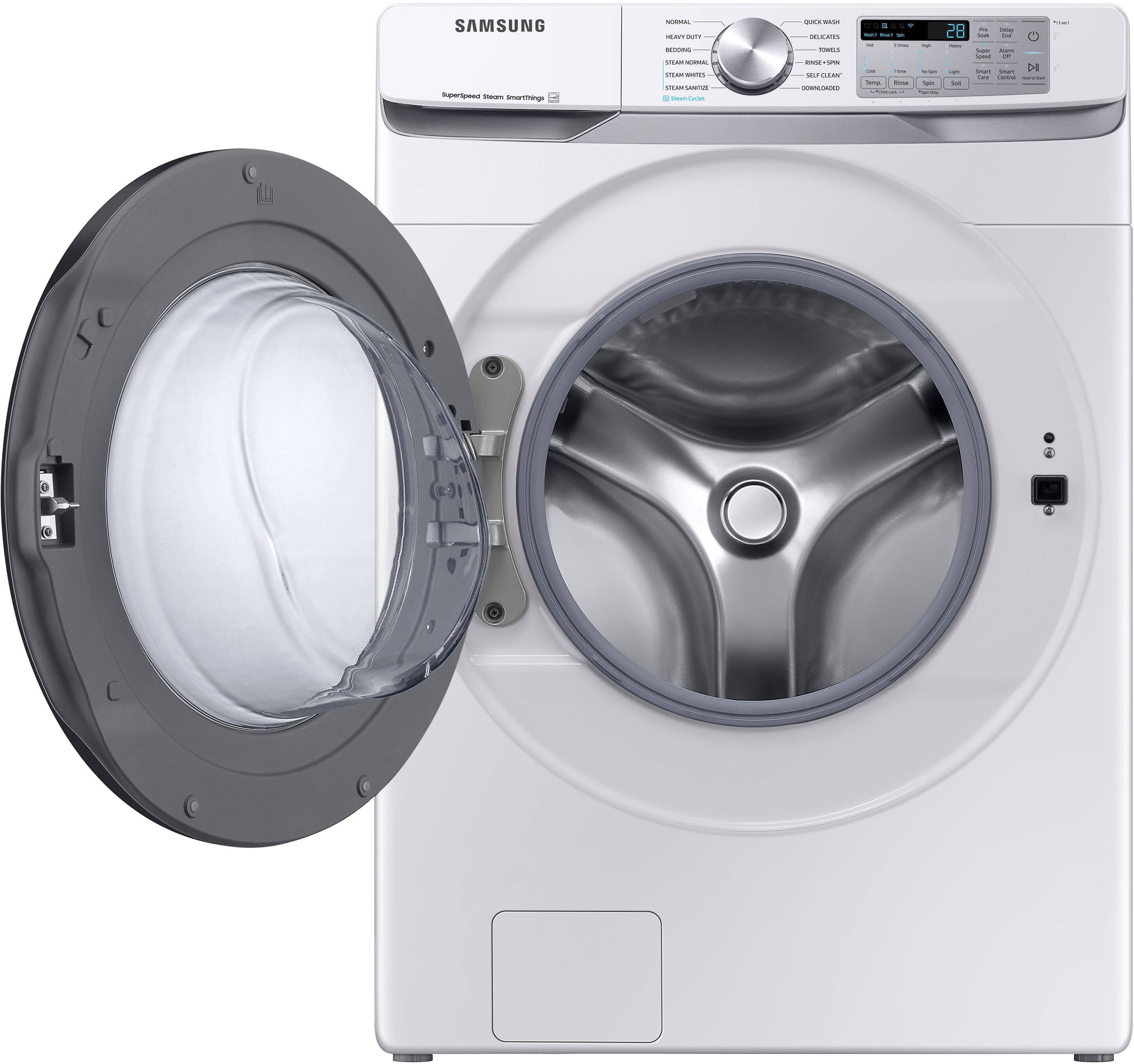 Alt View 20. Samsung - 4.5 Cu. Ft. High-Efficiency Stackable Smart Front Load Washer with Steam and Super Speed Wash - White.