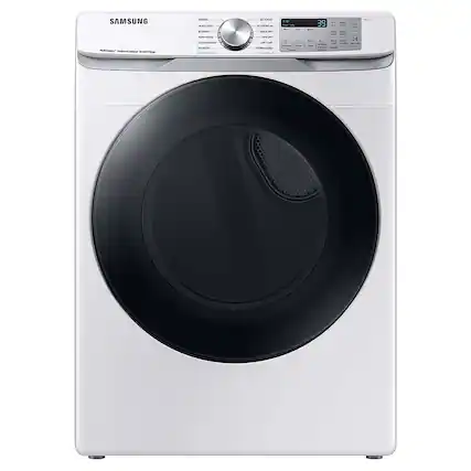 Front. Samsung - 7.5 Cu. Ft. Stackable Smart Gas Dryer with Steam Sanitize+ - White.