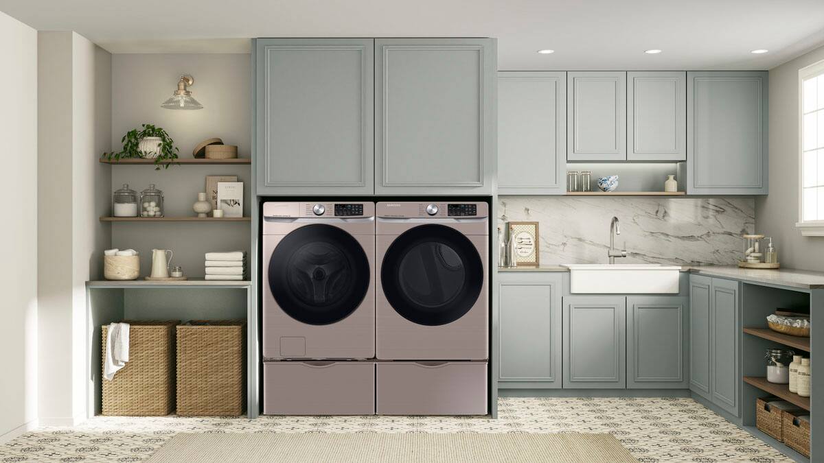 Alt View 25. Samsung - 7.5 Cu. Ft. Stackable Smart Gas Dryer with Steam Sanitize+ - Champagne.