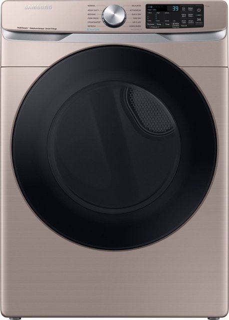 Front Zoom. Samsung - 7.5 Cu. Ft. Stackable Smart Electric Dryer with Steam Sanitize+ - Champagne.