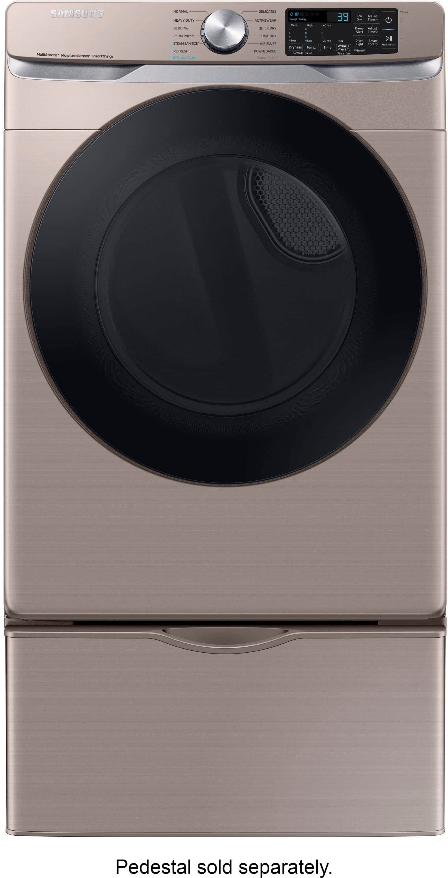 Alt View 12. Samsung - 7.5 Cu. Ft. Stackable Smart Electric Dryer with Steam Sanitize+ - Champagne.
