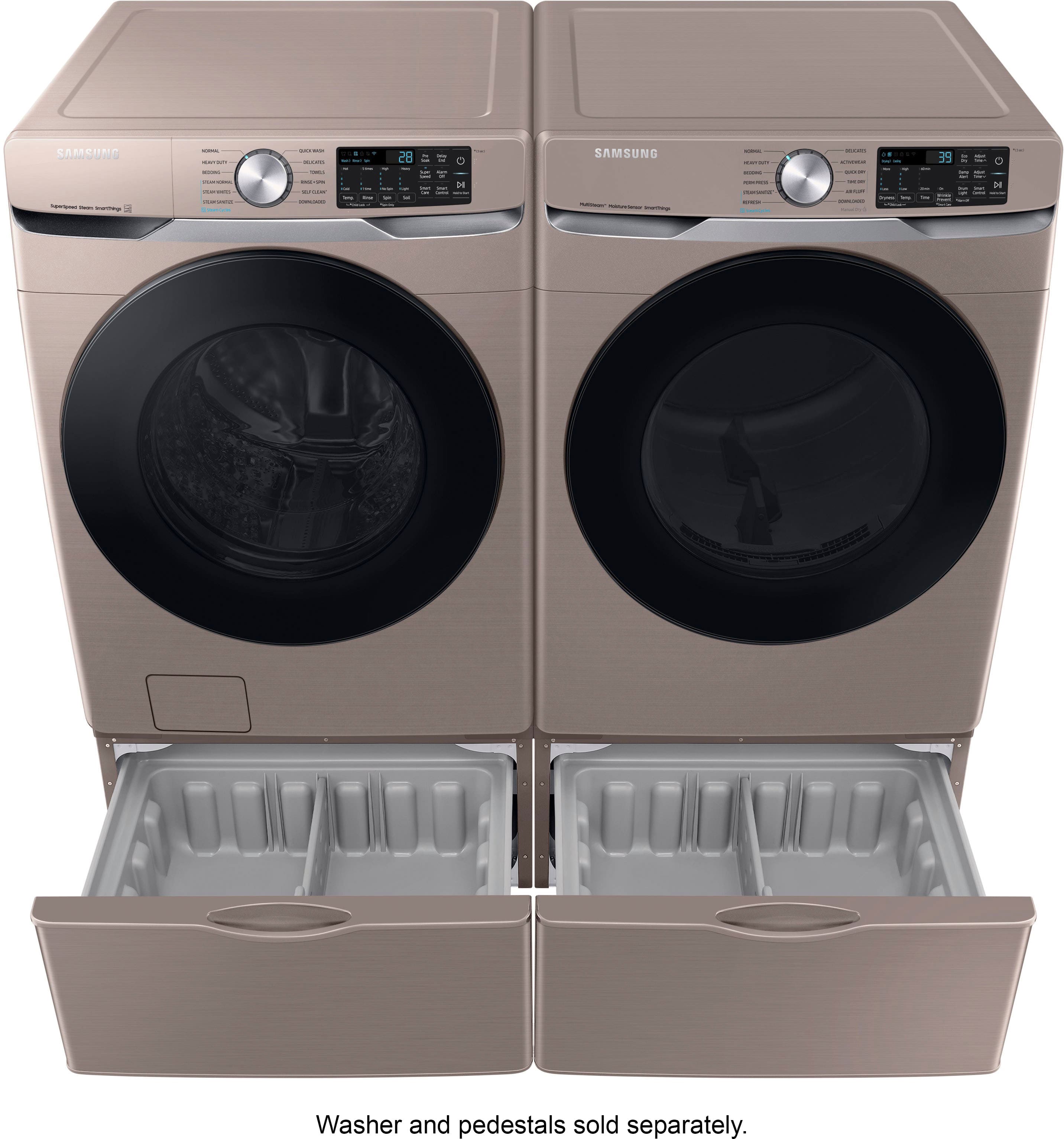 Alt View 15. Samsung - 7.5 Cu. Ft. Stackable Smart Electric Dryer with Steam Sanitize+ - Champagne.