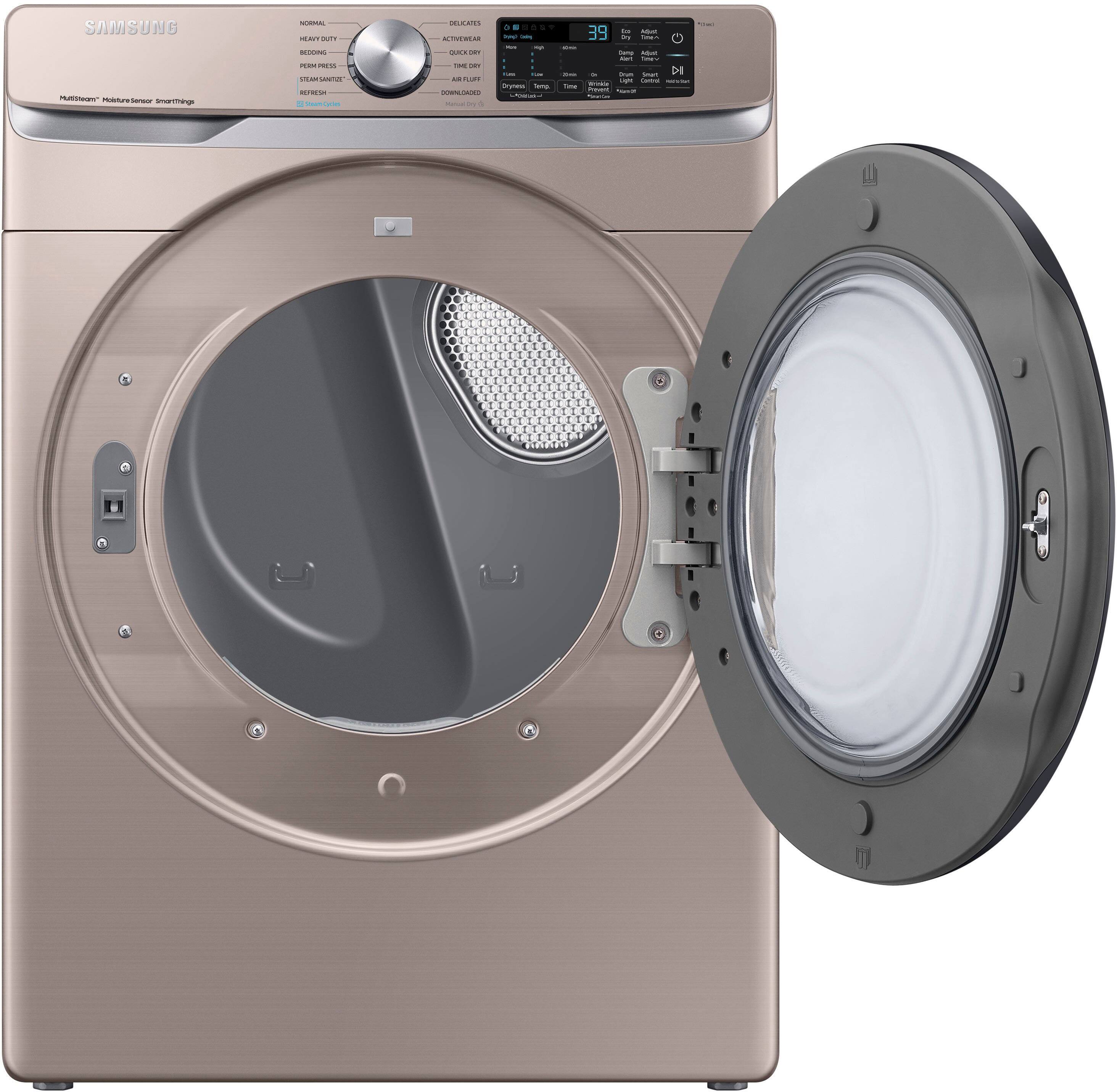 Alt View 17. Samsung - 7.5 Cu. Ft. Stackable Smart Electric Dryer with Steam Sanitize+ - Champagne.