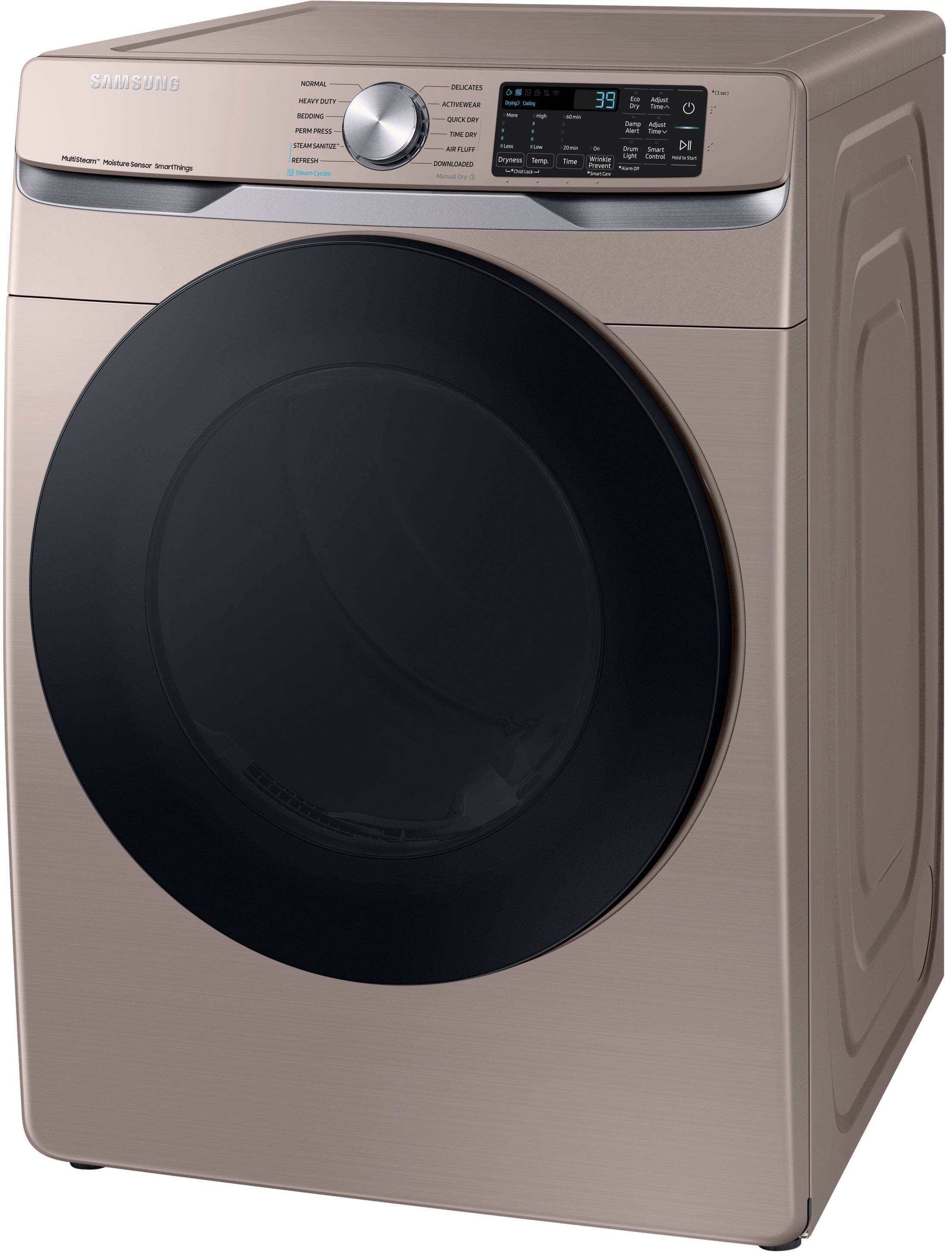 Alt View 18. Samsung - 7.5 Cu. Ft. Stackable Smart Electric Dryer with Steam Sanitize+ - Champagne.