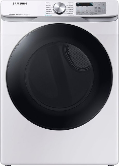 Front Zoom. Samsung - 7.5 Cu. Ft. Stackable Smart Electric Dryer with Steam Sanitize+ - White.