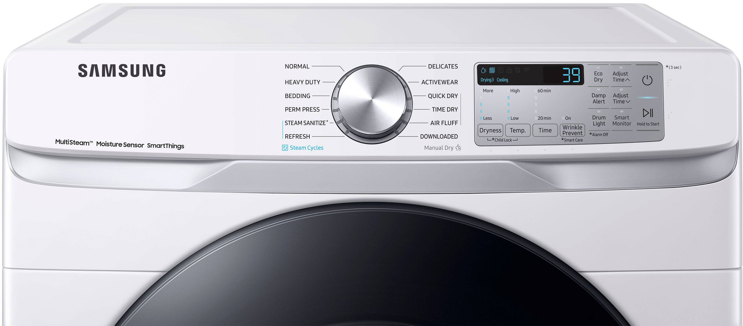 Alt View 11. Samsung - 7.5 Cu. Ft. Stackable Smart Electric Dryer with Steam Sanitize+ - White.