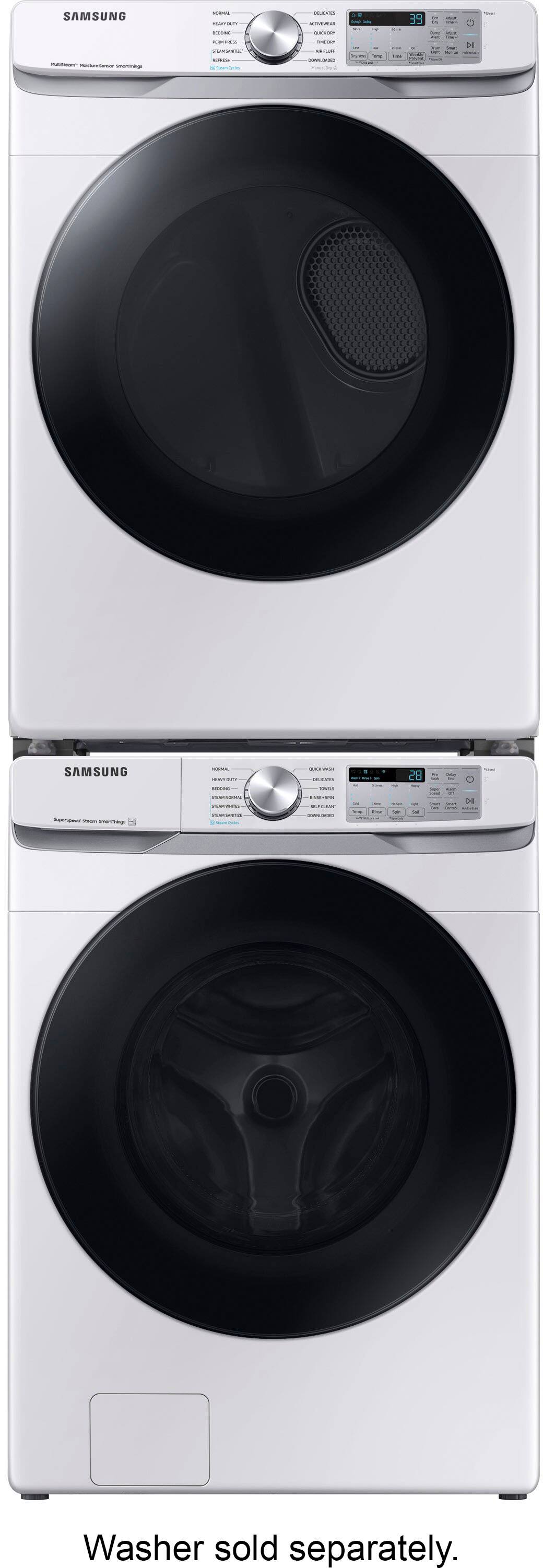 Alt View 13. Samsung - 7.5 Cu. Ft. Stackable Smart Electric Dryer with Steam Sanitize+ - White.
