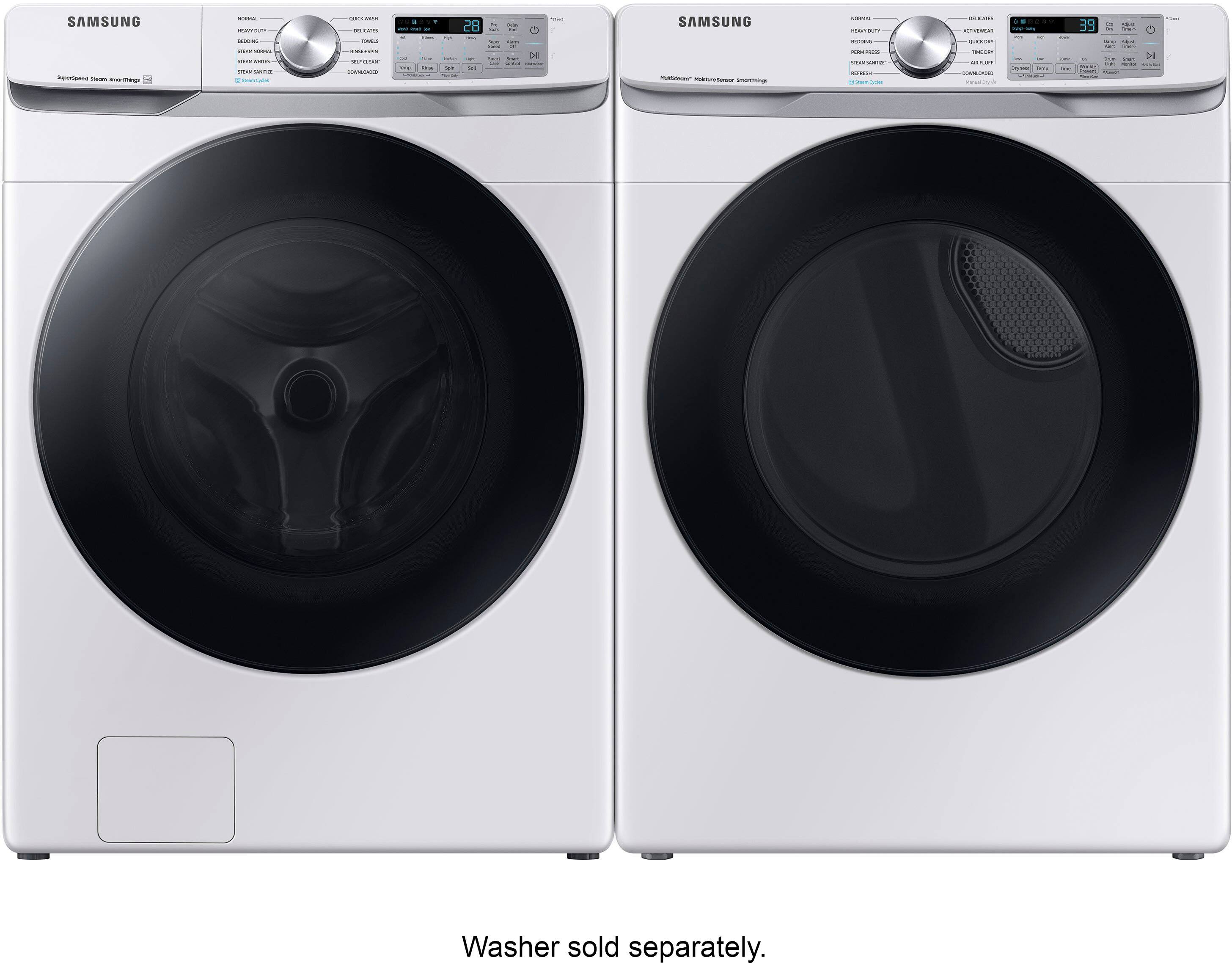 Alt View 14. Samsung - 7.5 Cu. Ft. Stackable Smart Electric Dryer with Steam Sanitize+ - White.