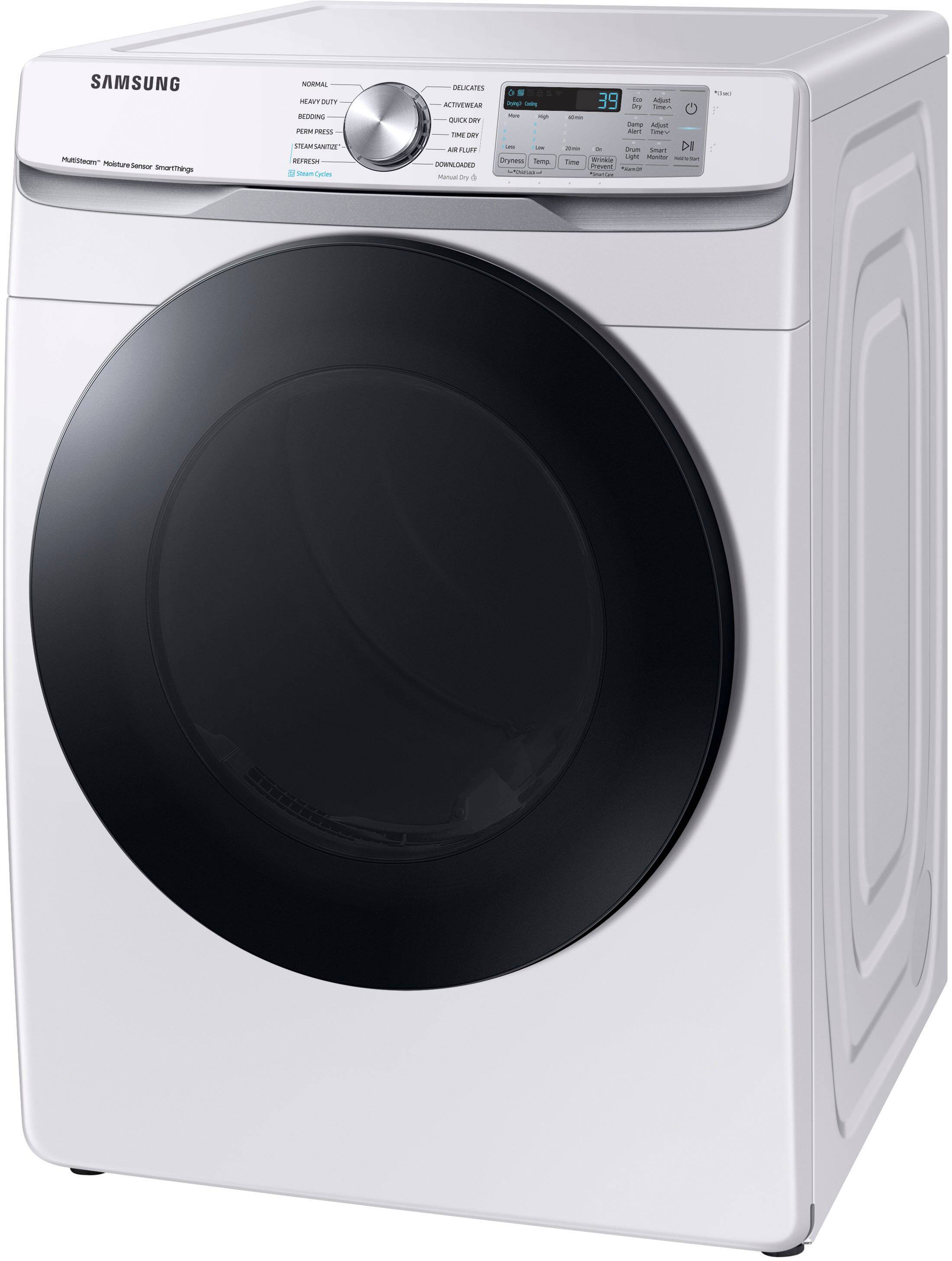 Alt View 18. Samsung - 7.5 Cu. Ft. Stackable Smart Electric Dryer with Steam Sanitize+ - White.
