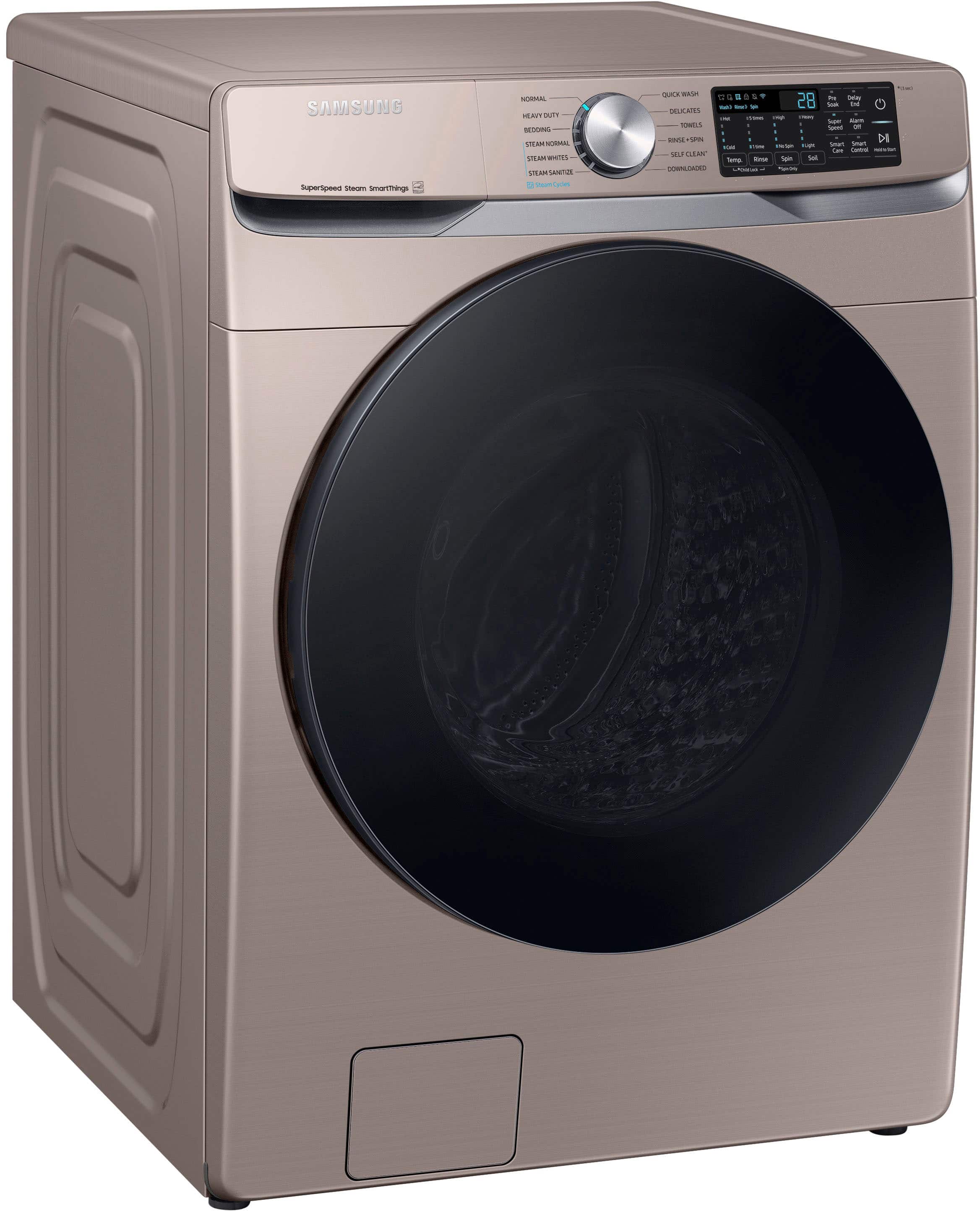 Alt View 12. Samsung - 4.5 Cu. Ft. High-Efficiency Stackable Smart Front Load Washer with Steam and Super Speed Wash - Champagne.