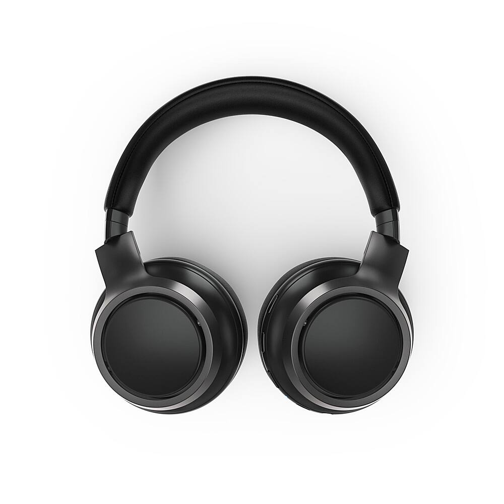Front. Philips - H9505 Wireless Active Noise Canceling Over-Ear Headphones - Black.