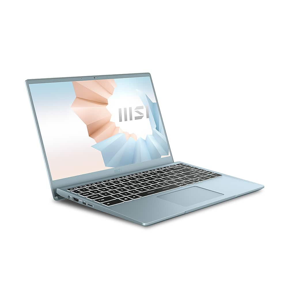 Angle View: MSI - Modern 14"Laptop - Intel Core i5-1135G7 - 8GB Memory - Iris Xe - 512GB Solid State Drive - Blue Stone