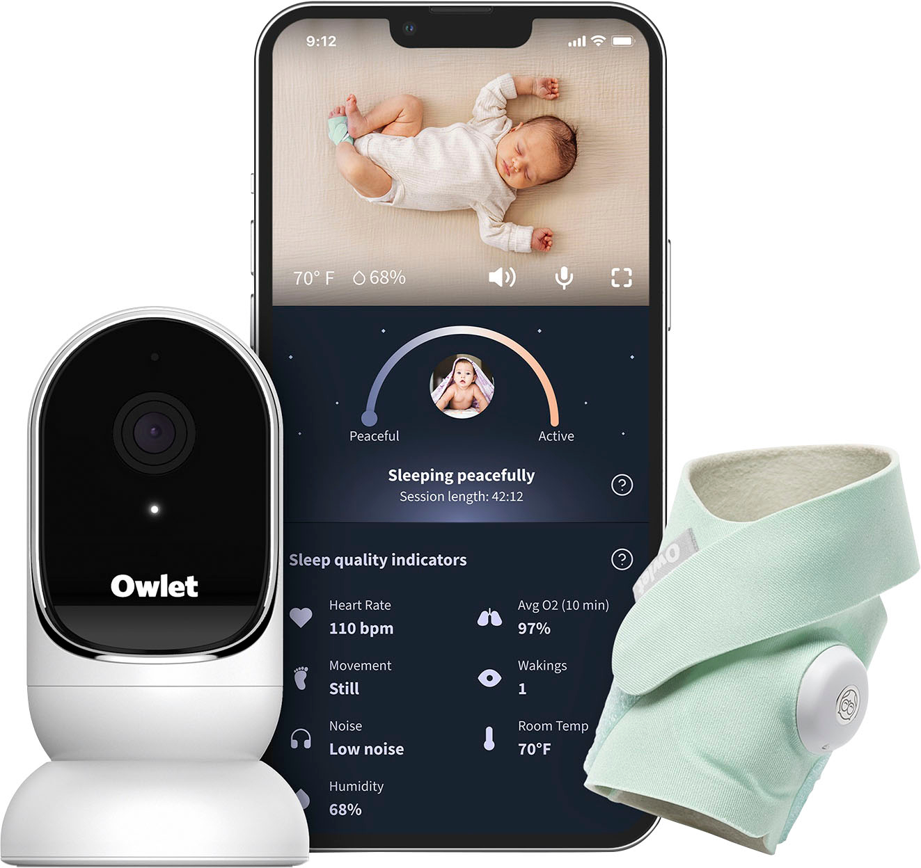 Owlet Dream Duo: Dream Sock Baby Monitor and HD Camera Mint PS03NMMCJ -  Best Buy
