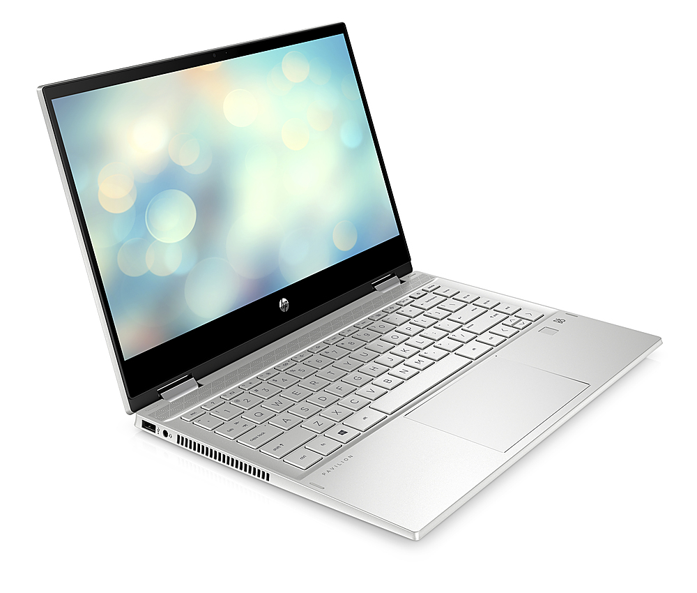 Left View: HP - Pavilion x360 2-in-1 14" Touch-Screen Laptop  - Intel Core i5-1135G7 - 8GB Memory - 256GB SSD - Natural silver