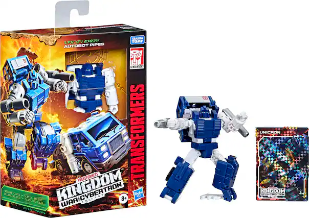 Front. Transformers - Generations War for Cybertron: Kingdom Deluxe WFC-K32 Autobot Pipes.