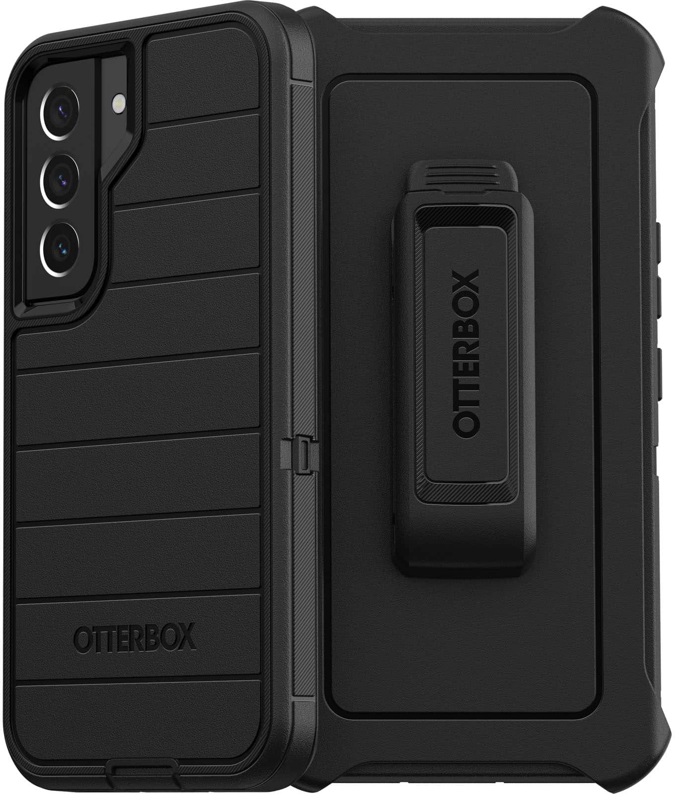 Angle. OtterBox - Defender Series Pro Hard Shell for Samsung Galaxy S22 - Black.