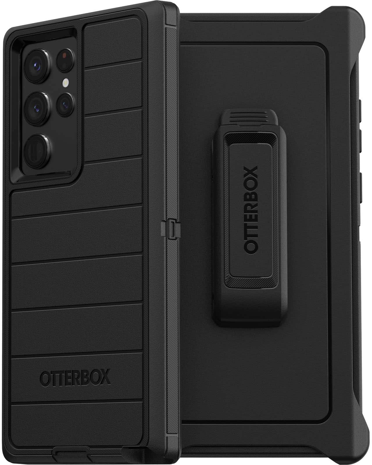 Angle. OtterBox - Defender Series Pro Hard Shell for Samsung Galaxy S22 Ultra - Black.