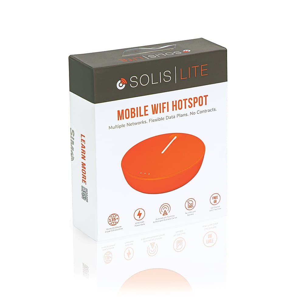 Alt View 11. Solis - Lite 4G LTE Global Wi-Fi Hotspot + PowerBank - Mobile Router, Lifetime Data Plan - Orange.