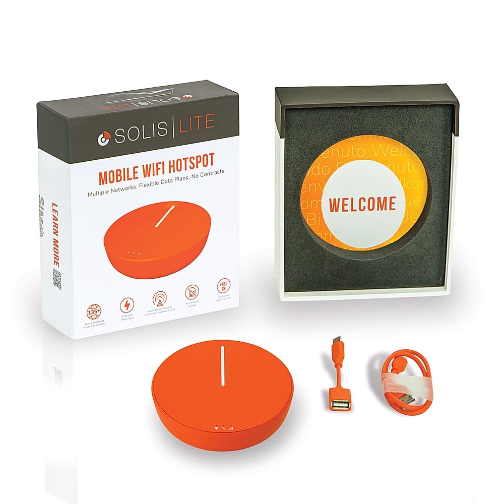 Alt View 13. Solis - Lite 4G LTE Global Wi-Fi Hotspot + PowerBank - Mobile Router, Lifetime Data Plan - Orange.