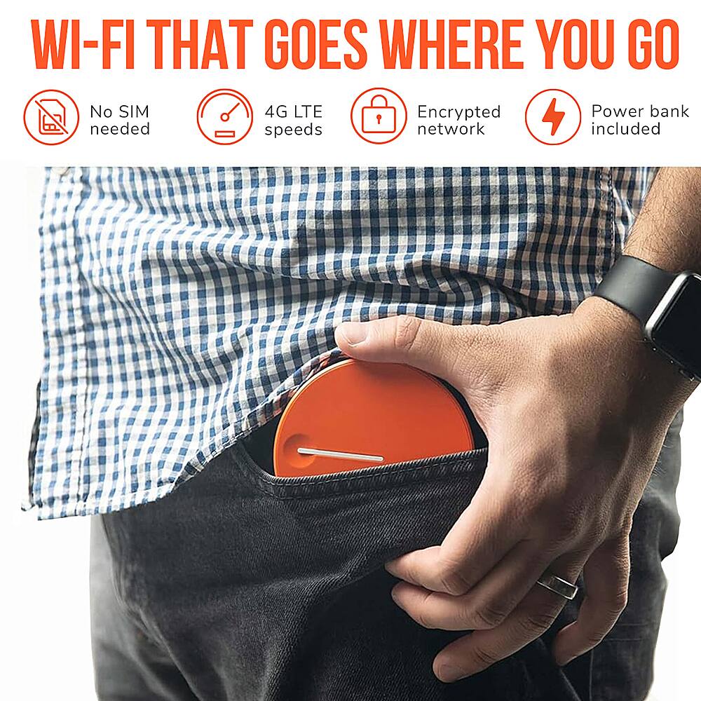 Alt View 20. Solis - Lite 4G LTE Global Wi-Fi Hotspot + PowerBank - Mobile Router, Lifetime Data Plan - Orange.