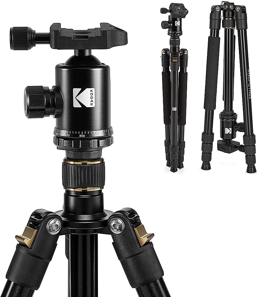 Angle View: Kodak - Photo Gear 63" Tripod and Monopod with 360° Ball Head - Premium Professional 2-in-1 Aluminum Camera Stand - Black