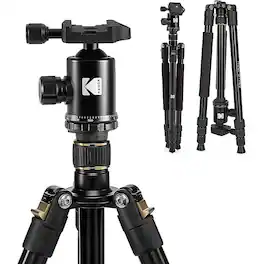 Kodak - Photo Gear 63" Tripod and Monopod with 360° Ball Head - Premium Professional 2-in-1 Aluminum Camera Stand - Black