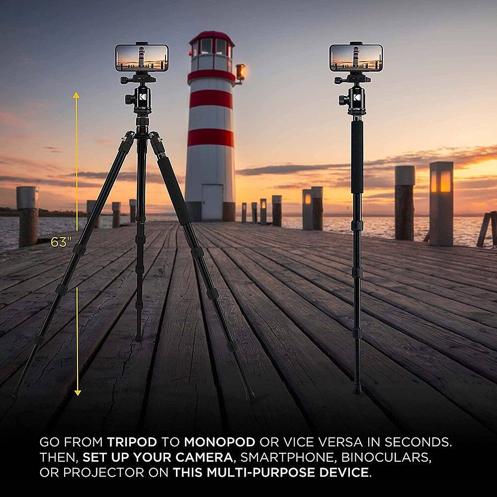 "Go from tripod to monopod or vice versa in seconds. Then, set up your camera, smartphone, binoculars, or projector on this multi-purpose device."