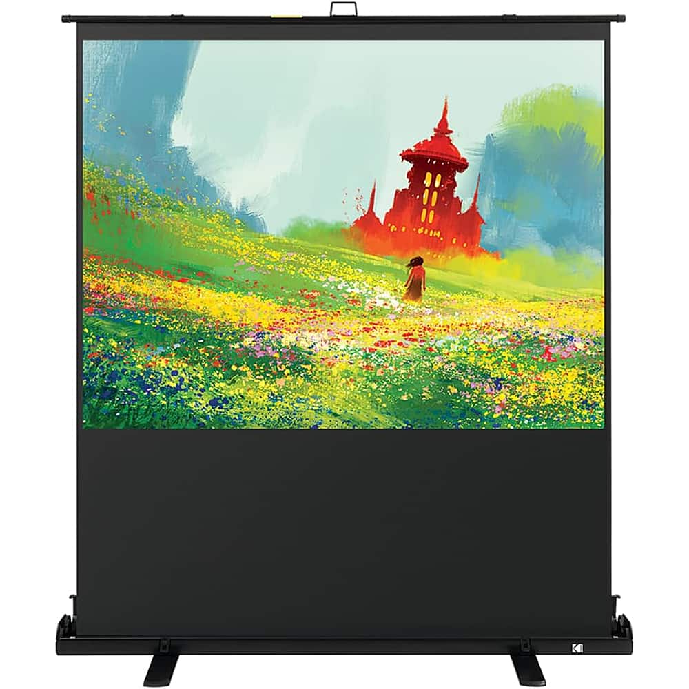 Front. Kodak - 60" Projector Screen, Pull Up Projector Screen and Stand, Portable Projector Screen with Handle and Carrying Case - Black/White.