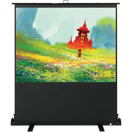 Kodak - 60" Projector Screen, Pull Up Projector Screen and Stand, Portable Projector Screen with Handle and Carrying Case - Black