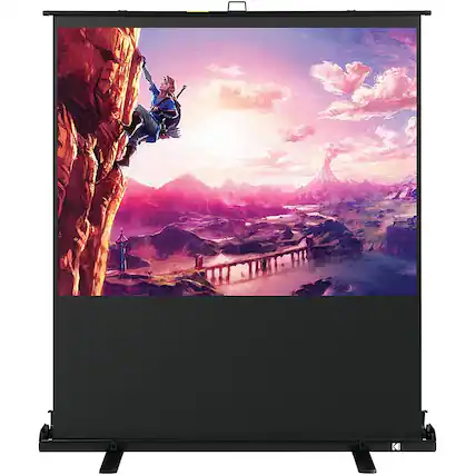 Front. Kodak - 80" Projector Screen, Pull Up Projector Screen and Stand, Portable Projector Screen with Handle and Carrying Case - Black/White.