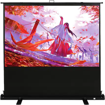 Front. Kodak - 100" Projector Screen, Pull Up Projector Screen and Stand, Portable Projector Screen with Handle and Carrying Case - Black/White.