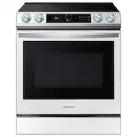 Samsung - BESPOKE 6.3 cu. ft. Smart Bespoke Slide-in Electric Range with Smart Dial, Air Fry & Wi-Fi - White Glass - Front_Zoom
