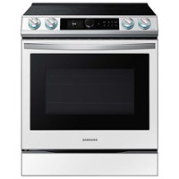 Samsung - BESPOKE 6.3 cu. ft. Smart Bespoke Slide-in Electric Range with Smart Dial, Air Fry & Wi-Fi - White Glass - Front_Zoom