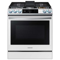 Samsung - Bespoke 6.0 cu. ft. Smart Slide-in Gas Range with Smart Dial, Air Fry & Wi-Fi - White Glass - Front_Zoom