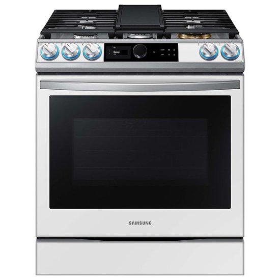 Samsung - BESPOKE 6.0 cu. ft. Smart Slide-in Gas Range with Smart Dial, Air Fry & Wi-Fi - White Glass