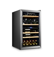 Hamilton Beach - 43-Bottle Dual Zone Wine Fridge, Wooden Shelves - Stainless steel - Front_Zoom