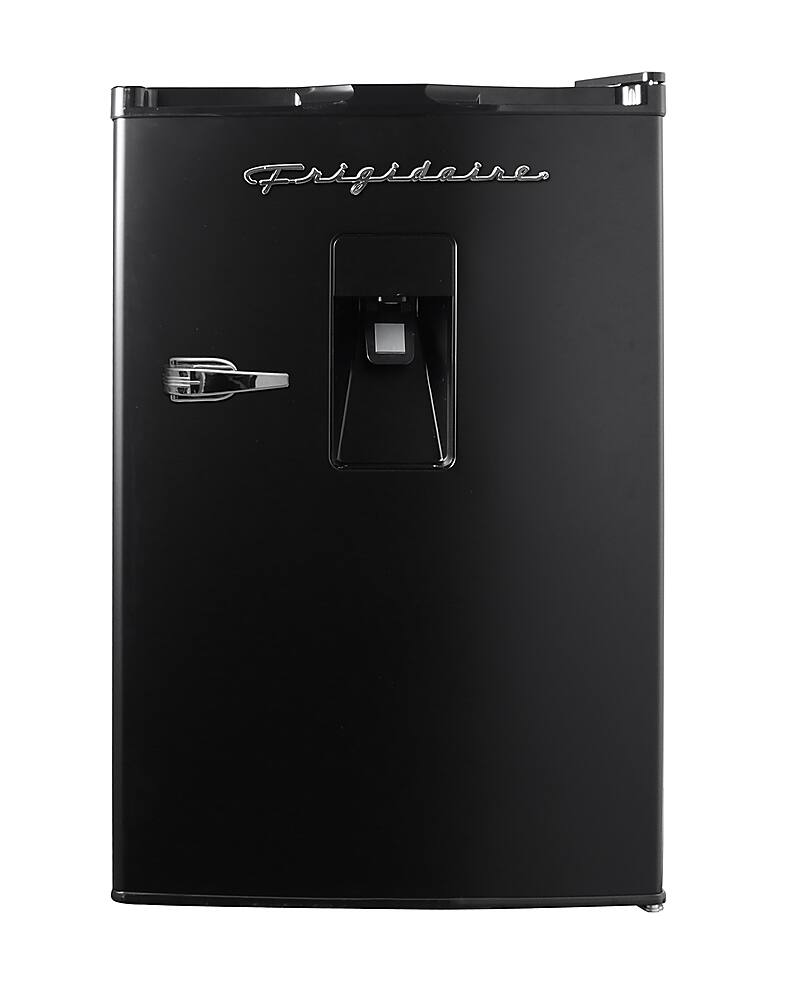 Angle. Frigidaire - Retro Compact Mini Fridge, Chrome Handles, 4.5 Cu Ft, Built-in Water Dispenser - Black.