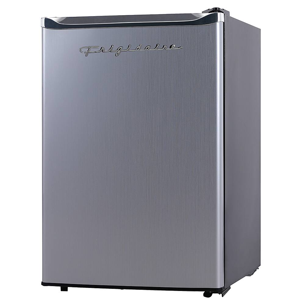 Angle. Frigidaire - Platinum Series Retro 2.8 Cu. Ft. Compact Fridge - Stainless with Chrome Trim - Stainless/Chrome Trim.