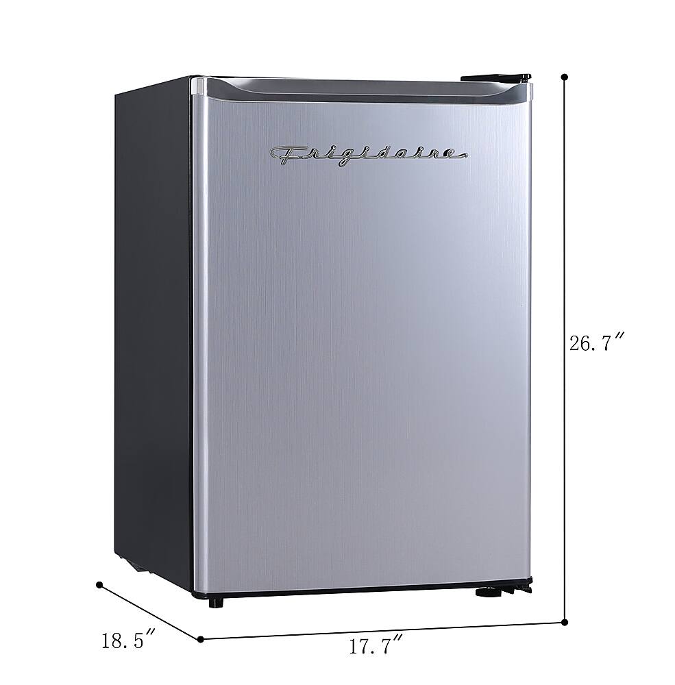Left. Frigidaire - Platinum Series Retro 2.8 Cu. Ft. Compact Fridge - Stainless with Chrome Trim - Stainless/Chrome Trim.