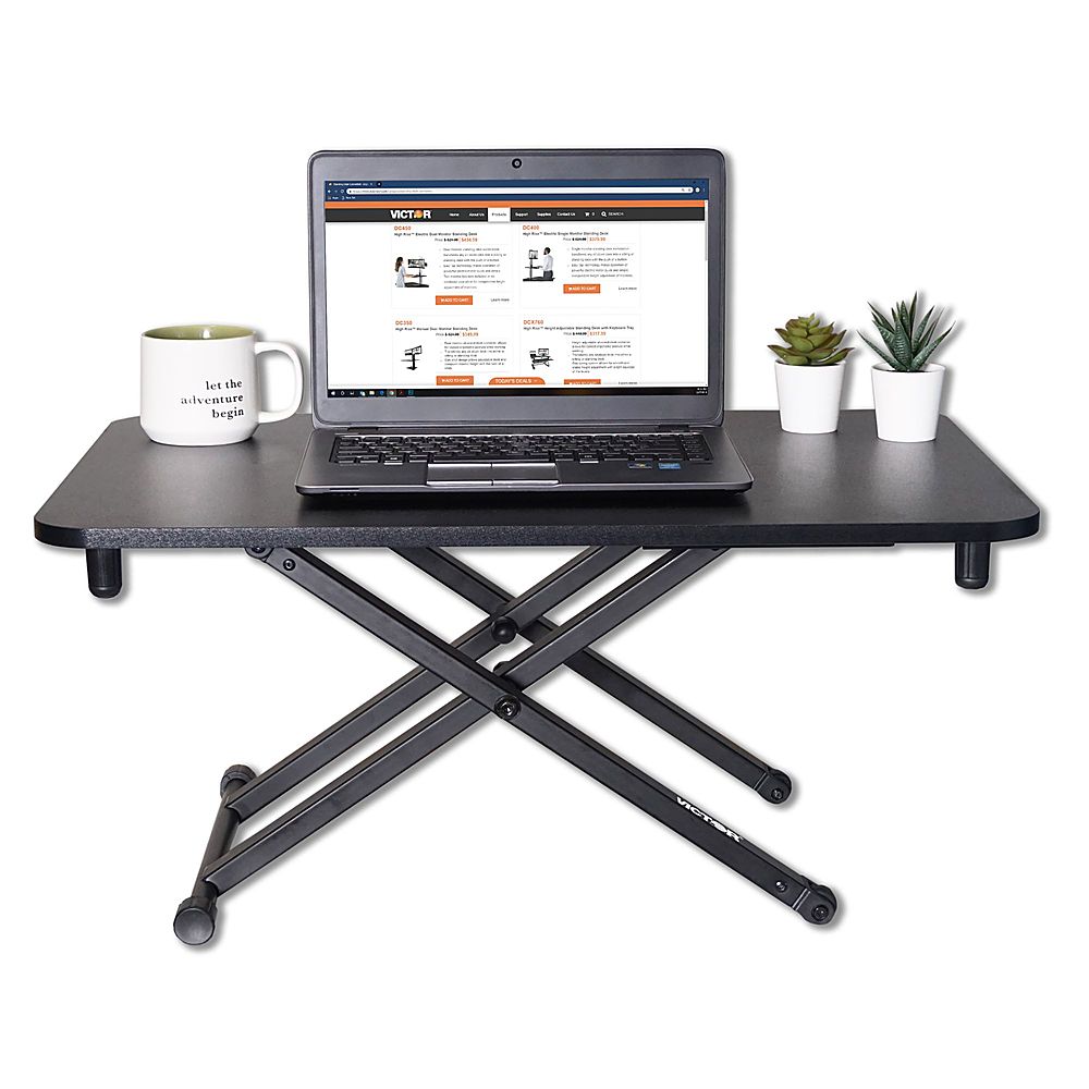 Left View: Victor - Height Adjustable Laptop Desk Riser - Black