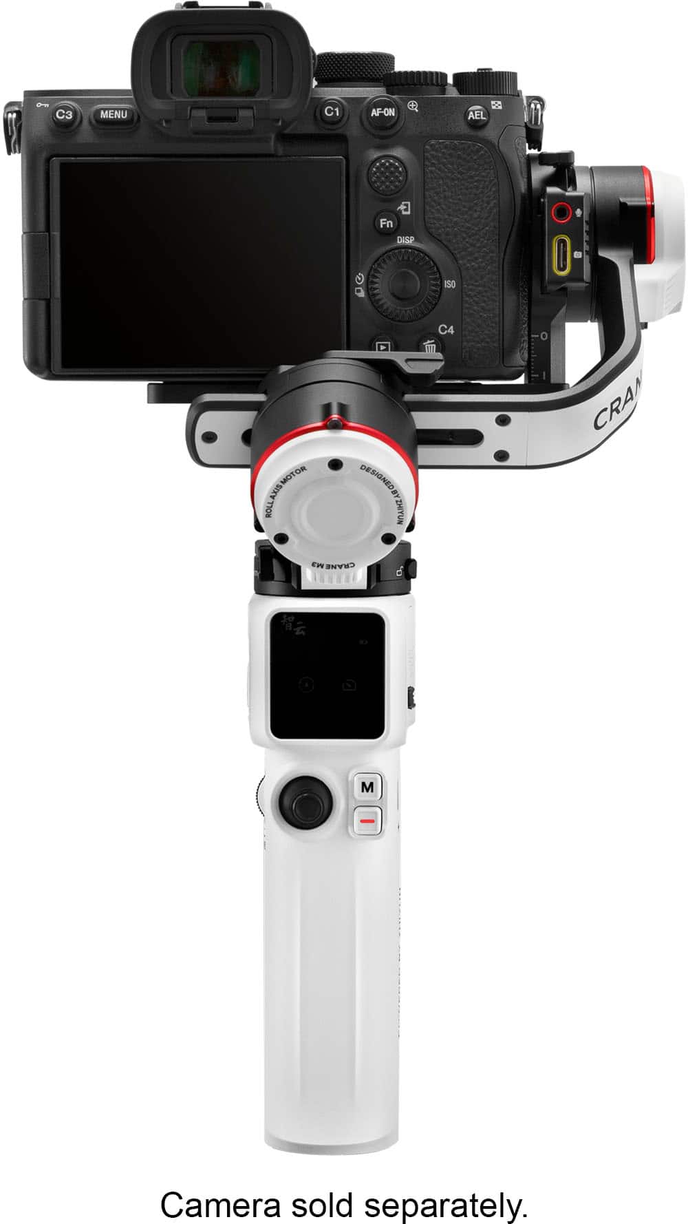 Left. Zhiyun - Crane M3 3-Axis Gimbal Stabilizer for Smartphones, Action Cameras, and Mirrorless Cameras with detachable tri-pod stand - White.