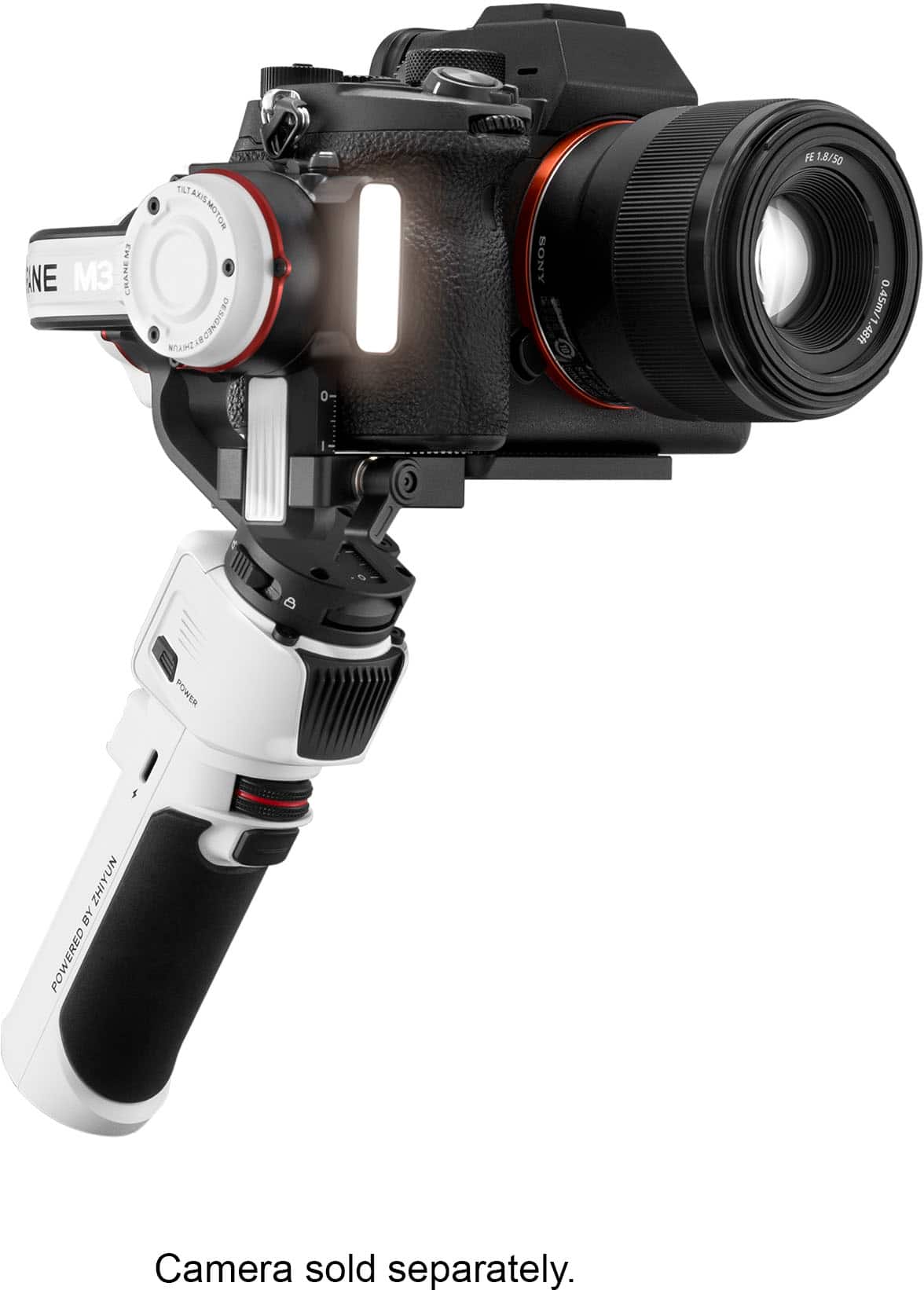 Alt View 13. Zhiyun - Crane M3 3-Axis Gimbal Stabilizer for Smartphones, Action Cameras, and Mirrorless Cameras with detachable tri-pod stand - White.
