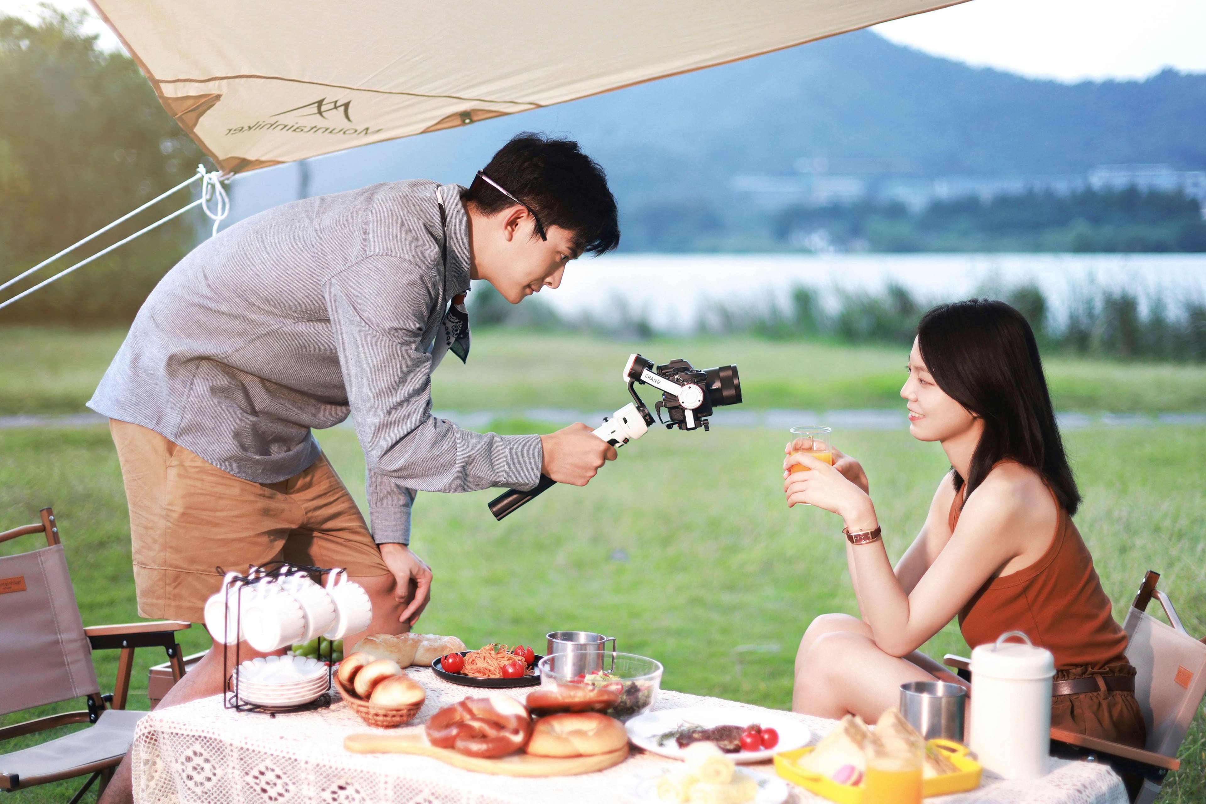 Alt View 18. Zhiyun - Crane M3 3-Axis Gimbal Stabilizer for Smartphones, Action Cameras, and Mirrorless Cameras with detachable tri-pod stand - White.