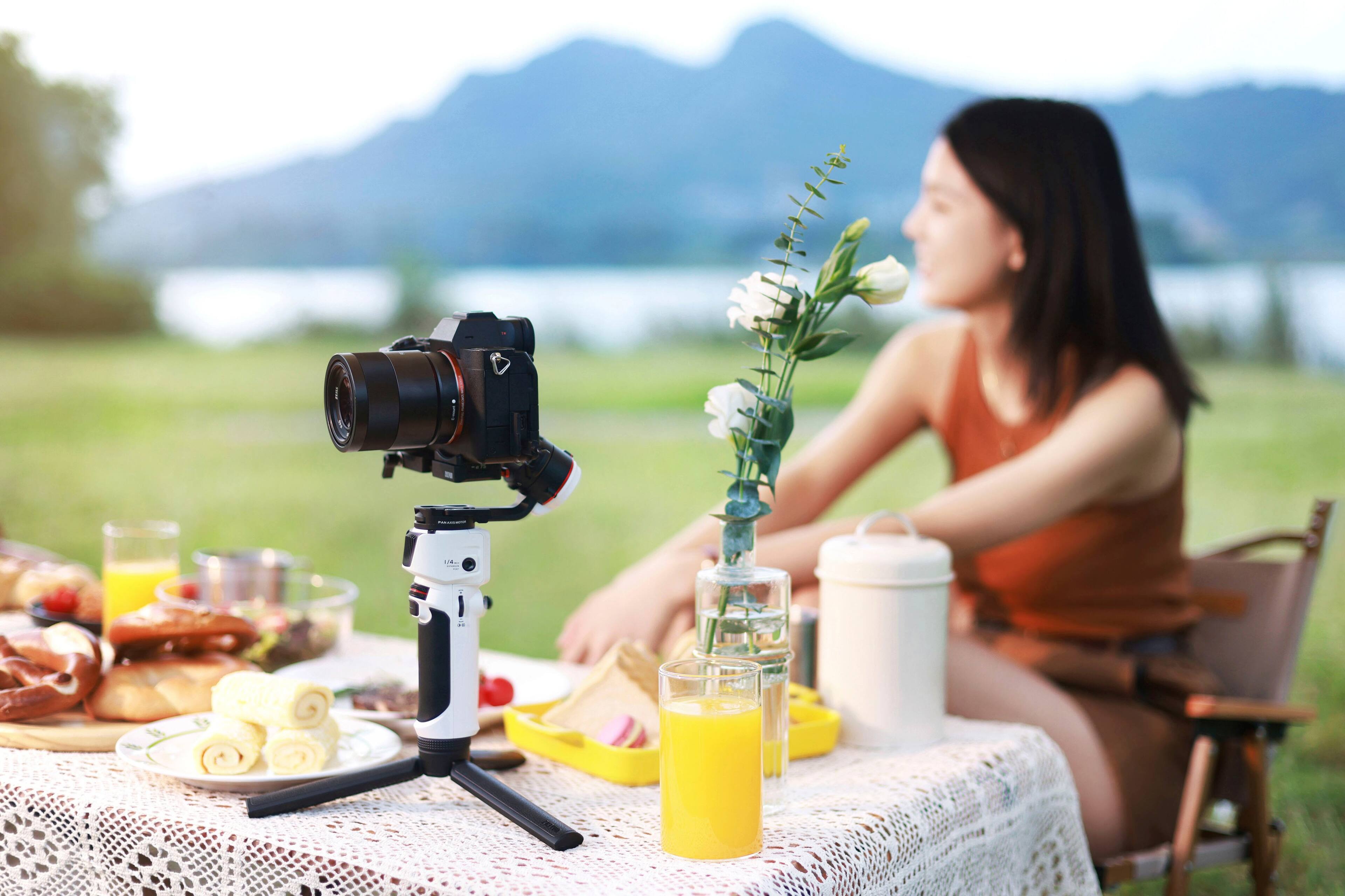 Alt View 22. Zhiyun - Crane M3 3-Axis Gimbal Stabilizer for Smartphones, Action Cameras, and Mirrorless Cameras with detachable tri-pod stand - White.